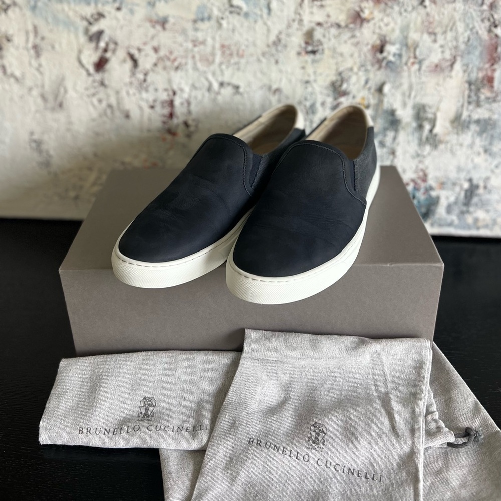 Brunello Cucinelli Navy Slip-On Loafers
Made In Italy